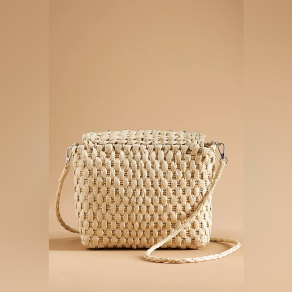 Anthropologie Embellished Straw Crossbody Bag - Picture 2 of 9